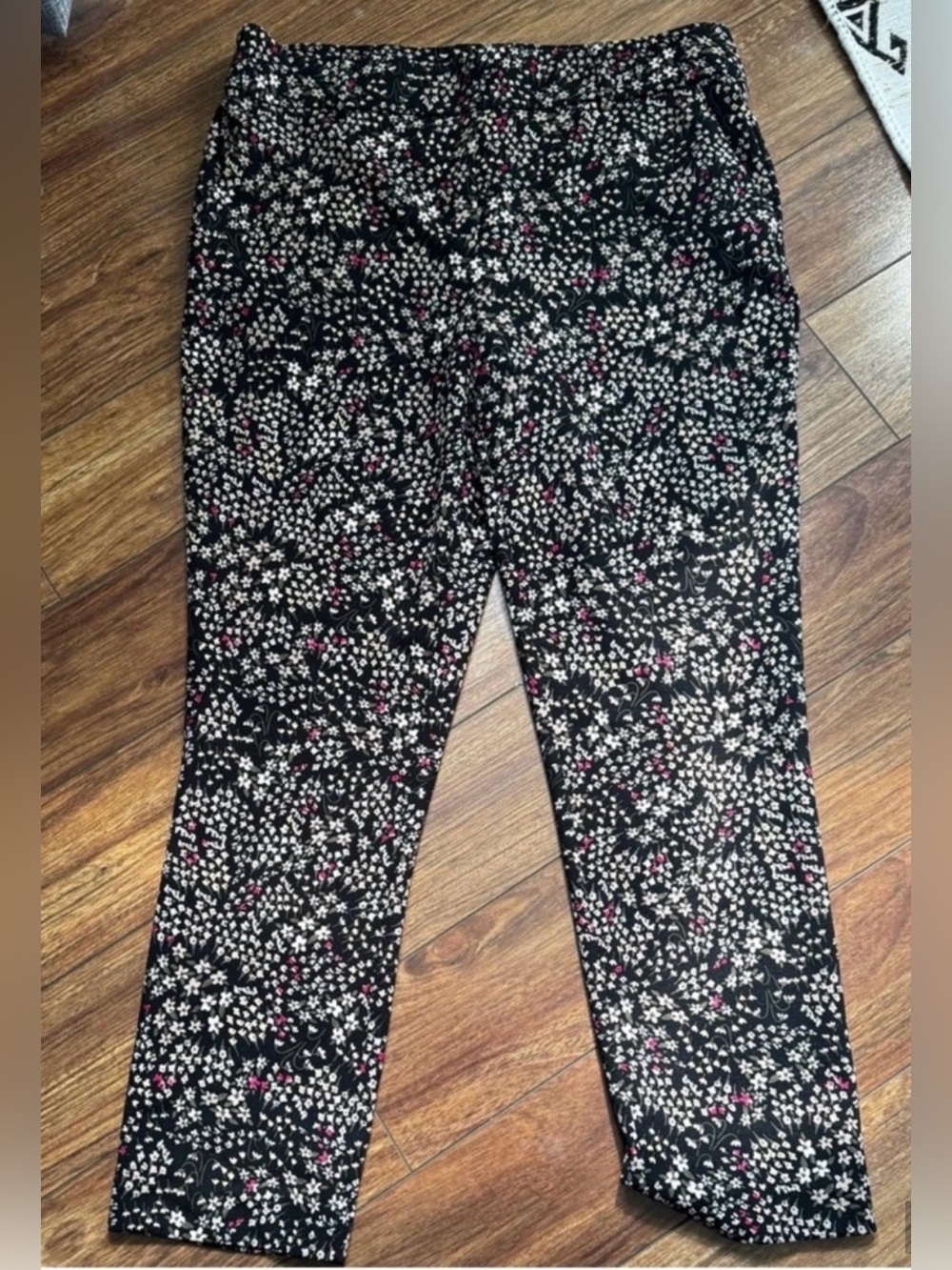 Jules & Leopold Black Floral Print Trousers Size Medium